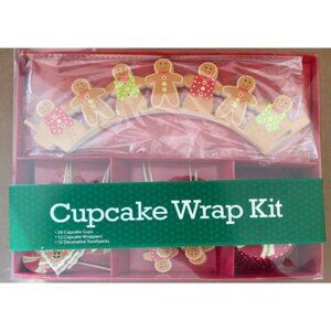 NEW Gingerbread Cupcake Wrap Kit with liners wraps and toppers set